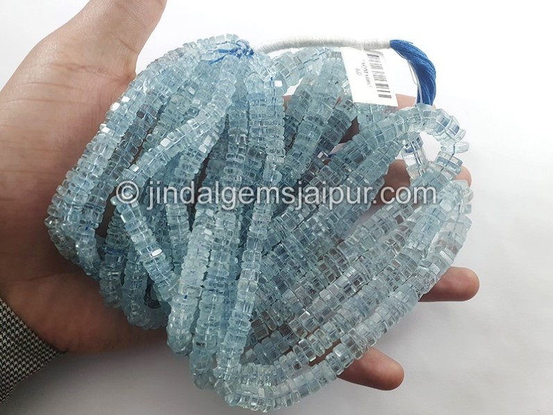 Aquamarine Step Cut Bolt Shape Beads
