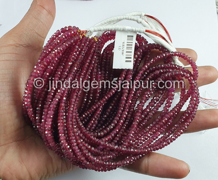 Ruby Red Faceted Roundelle Shape Beads