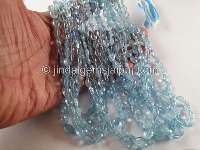 Aquamarine Faceted Oval Beads