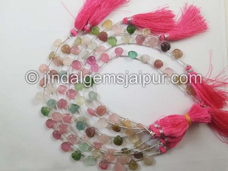 Afghan Tourmaline Carved Heart Beads