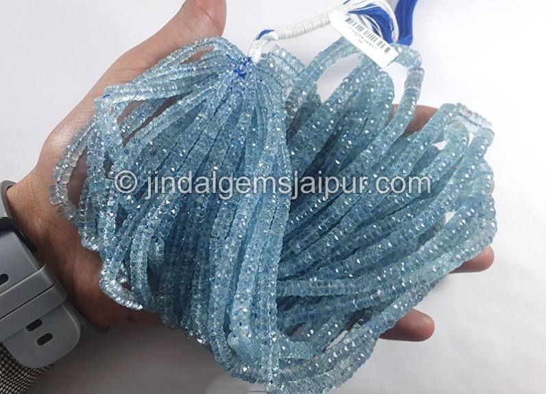 Aquamarine Faceted Tyre Shape Beads