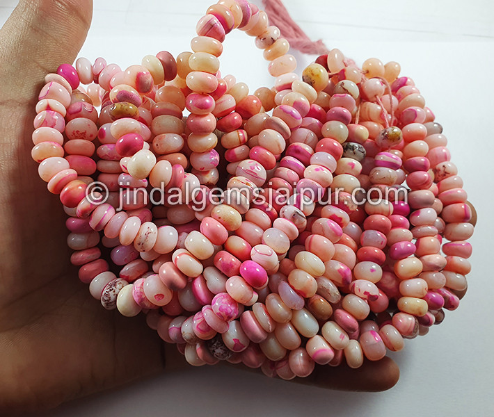 Pinkish Peach Color Smooth Roundelle Shape Beads