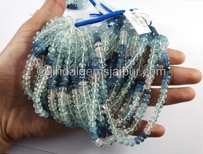 Multi Aquamarine Faceted Roundelle Shape Big Beads