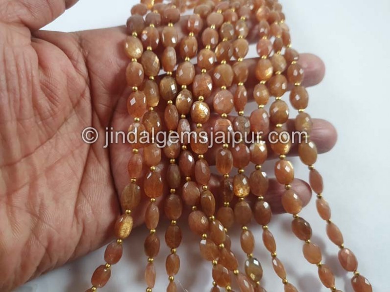 Golden Sheen Feldspar Faceted Oval Beads