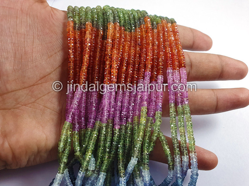 Multi Sapphire Faceted Tyre Shape Beads