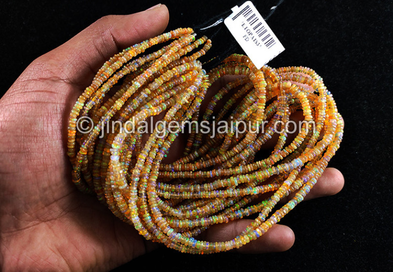 Orange Ethiopian Opal Smooth Roundelle Shape Beads