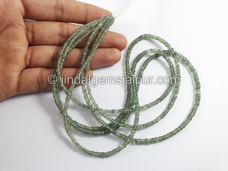 Green Sapphire Faceted Tyre Shape Beads