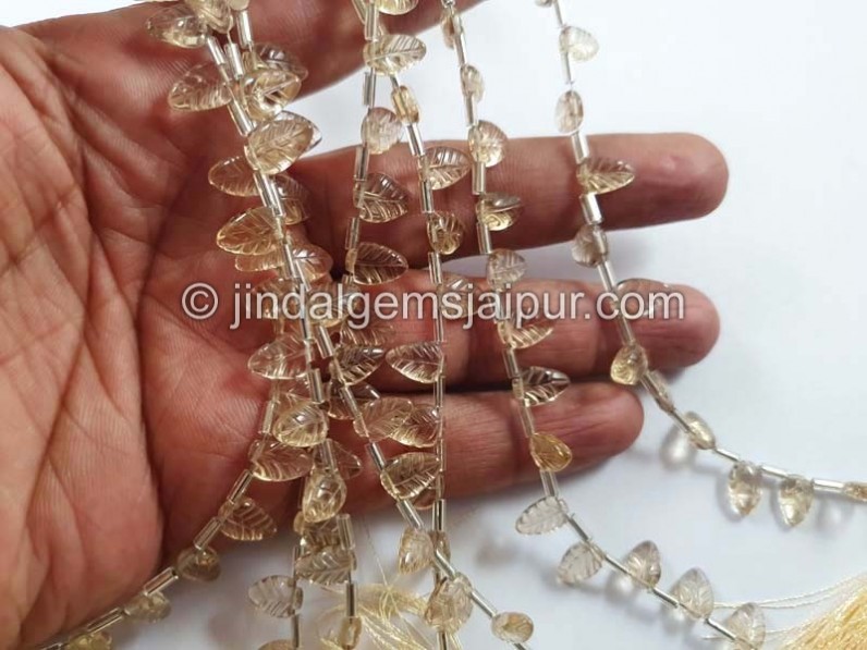 Champagne Citrine Carved Leaf Beads