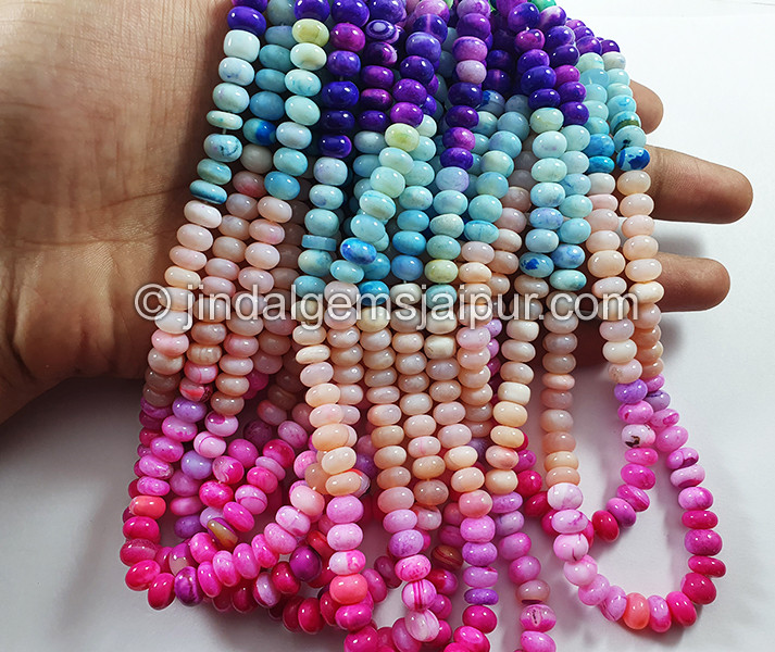 Multi Opal Smooth Roundelle Shape Beads