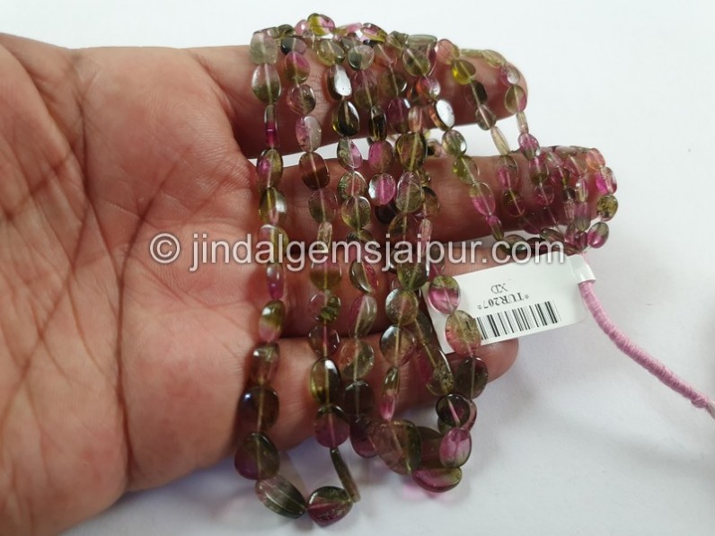 Bi Color Tourmaline Flat Slice Oval Beads