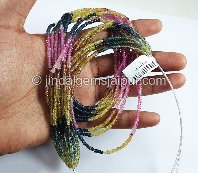Multi Sapphire Faceted Roundelle Shape Beads