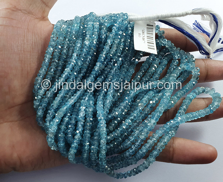 Blue Zircon Faceted Roundelle Shape Beads