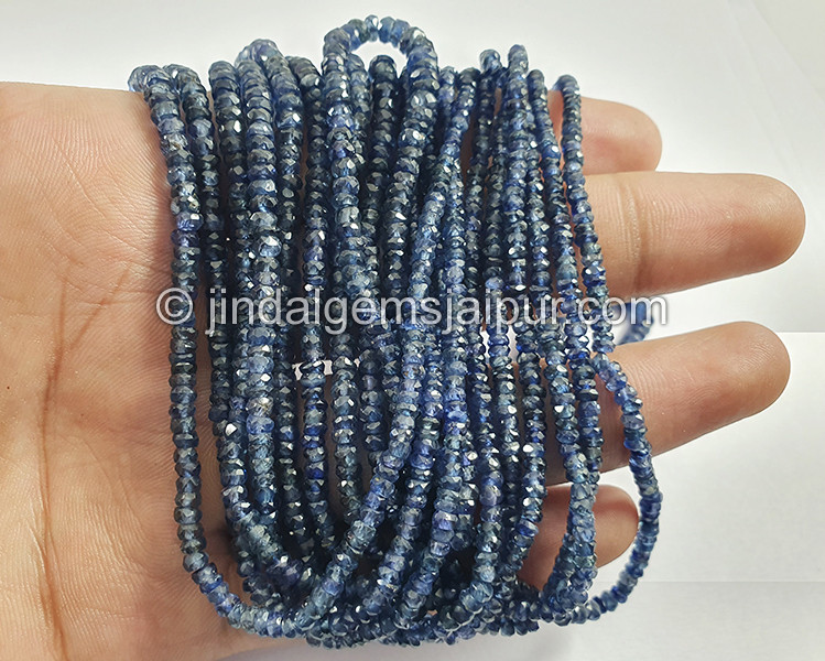 Blue Sapphire Faceted Roundelle Shape Beads