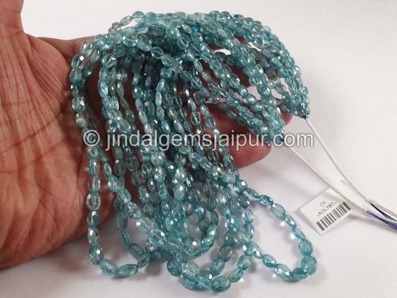 Blue Zircon Faceted Oval Beads -- ZRCN58