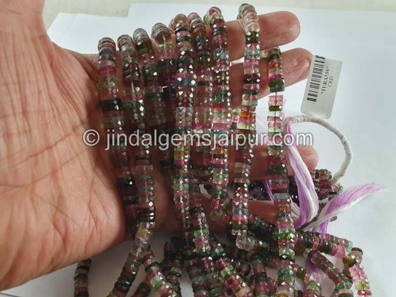 Tourmaline Faceted Tyre Beads