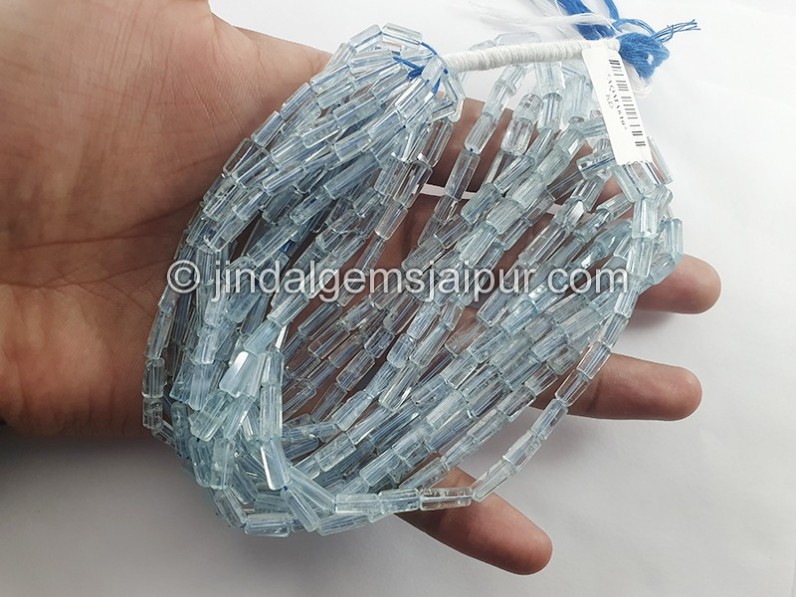 Aquamarine Step Cut Pipe Shape Beads