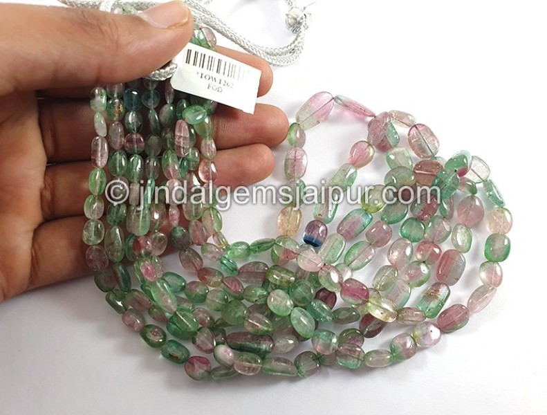 Bi Color Tourmaline Smooth Nuggets Shape Beads