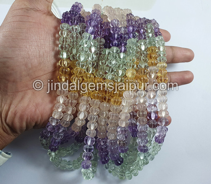 Multi Stone Carved Pumpkin Shape Beads