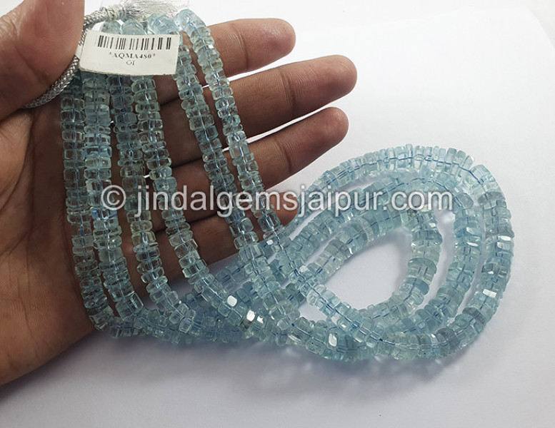 Aquamarine Step Cut Bolt Shape Beads