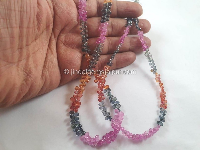 Natural Multi Sapphire Far Faceted Drop Beads -- SPPH148