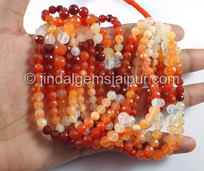 Fire Opal Faceted Round Balls Shape Big Beads