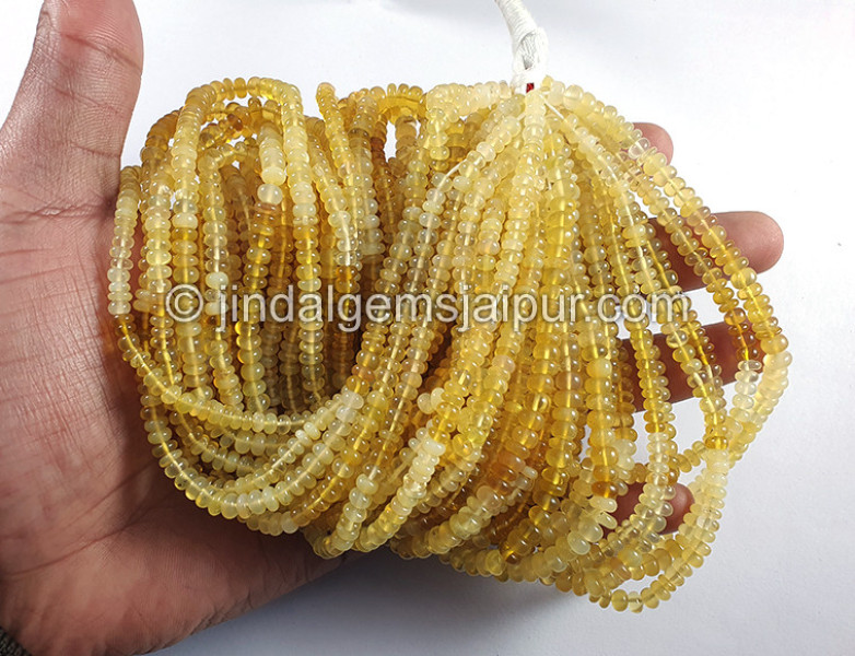 Yellow Opal Smooth Roundelle Shape Small Beads