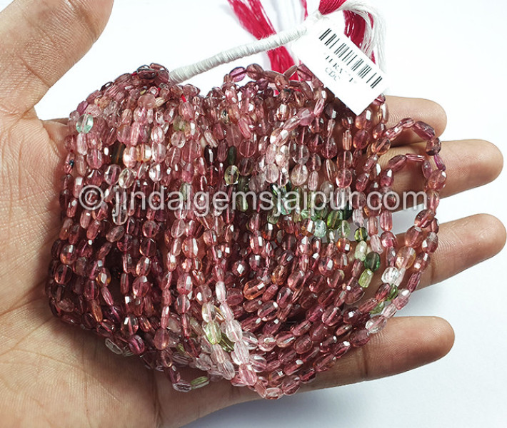 Multi Tourmaline Faceted Oval Shape Small Beads