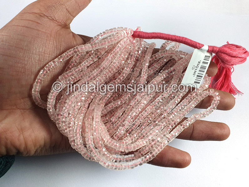 Rose Quartz Faceted Tyre Shape Beads
