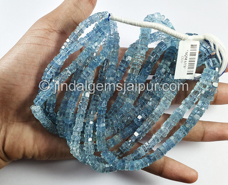 Santa Maria Aquamarine Cut Bolt Shape Beads