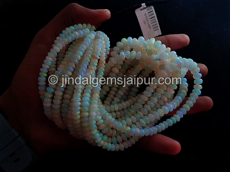 White Ethiopian Opal Smooth Big Roundelle Shape Beads