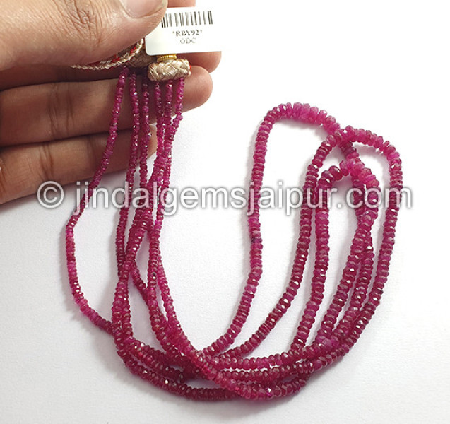 Ruby Mozambique Faceted Roundelle Shape Beads