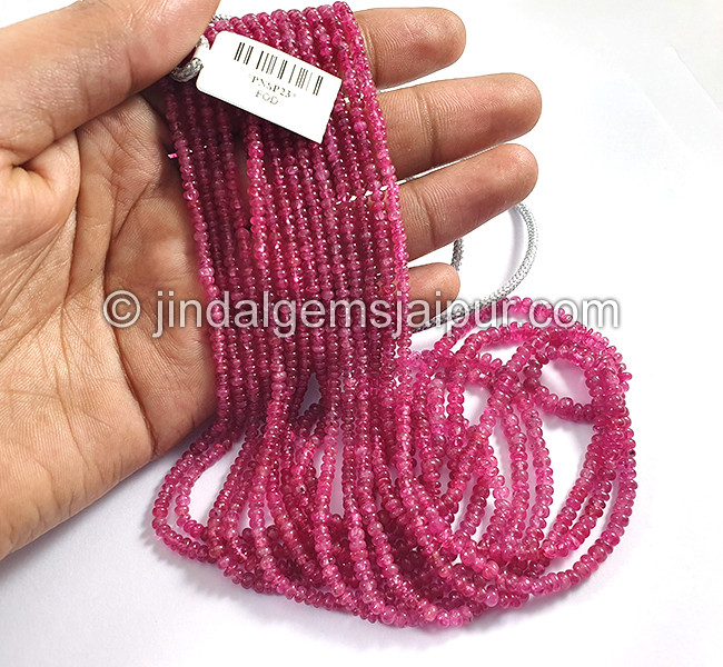 Pink Spinel Shaded Smooth Roundelle Shape Beads