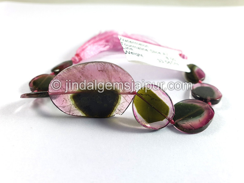 Watermelon Tourmaline Smooth Slices Beads