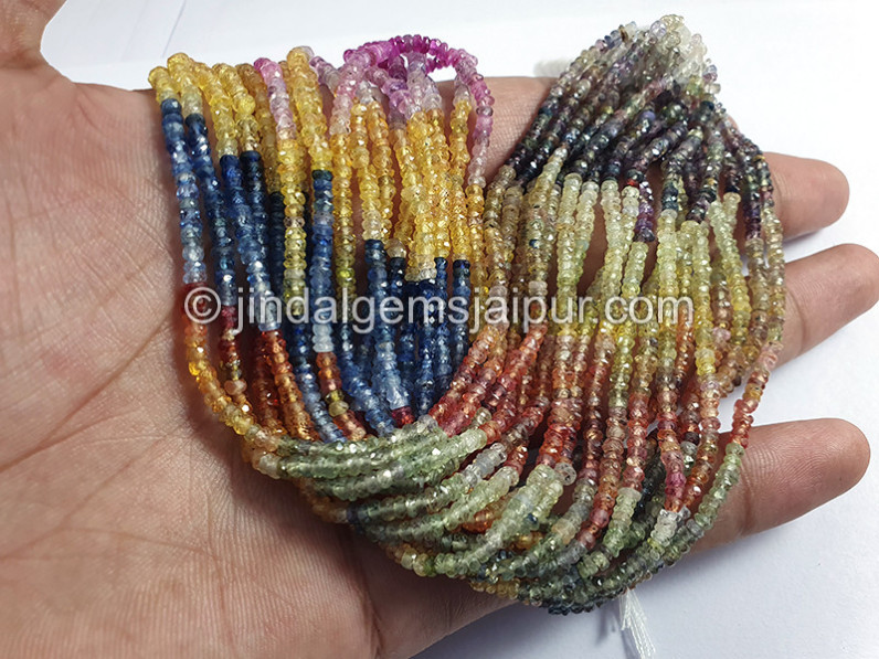 Multi Sapphire Faceted Roundelle Shape Beads
