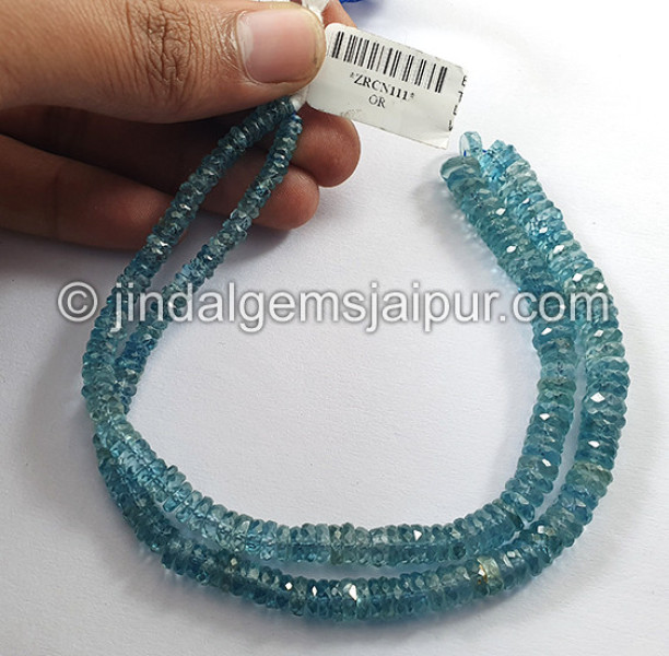 Blue Zircon Faceted Tyre Shape Beads