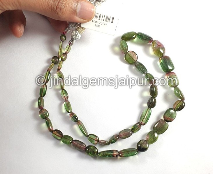 Bi Color Tourmaline Smooth Nuggets Shape Beads