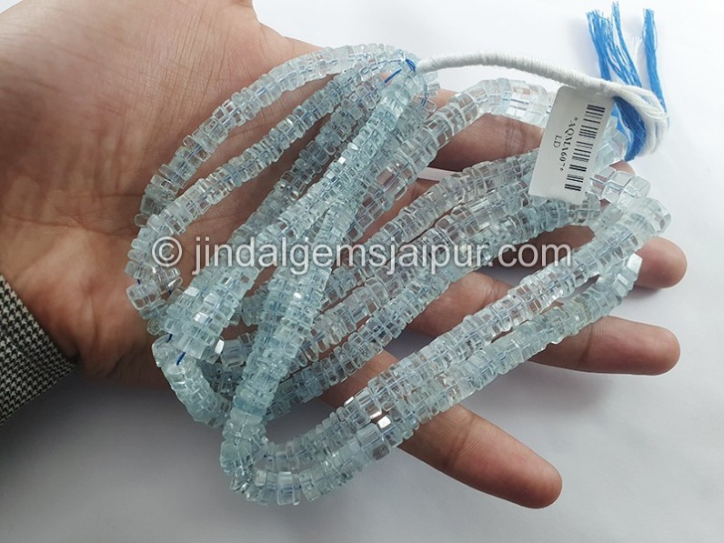 Aquamarine Step Cut Bolt Shape Beads
