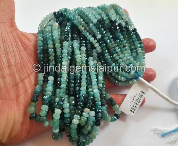 Grandidierite Shaded Faceted Roundelle Beads