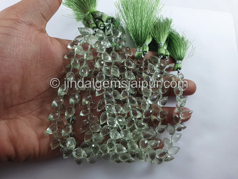 Green Amethyst Faceted Tulip Shape Small Beads