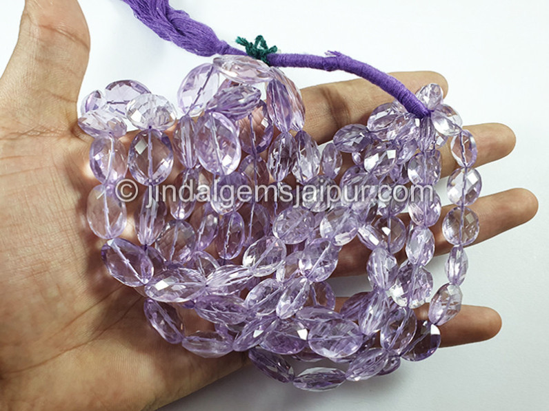 Pink Amethyst Faceted Oval Shape Beads