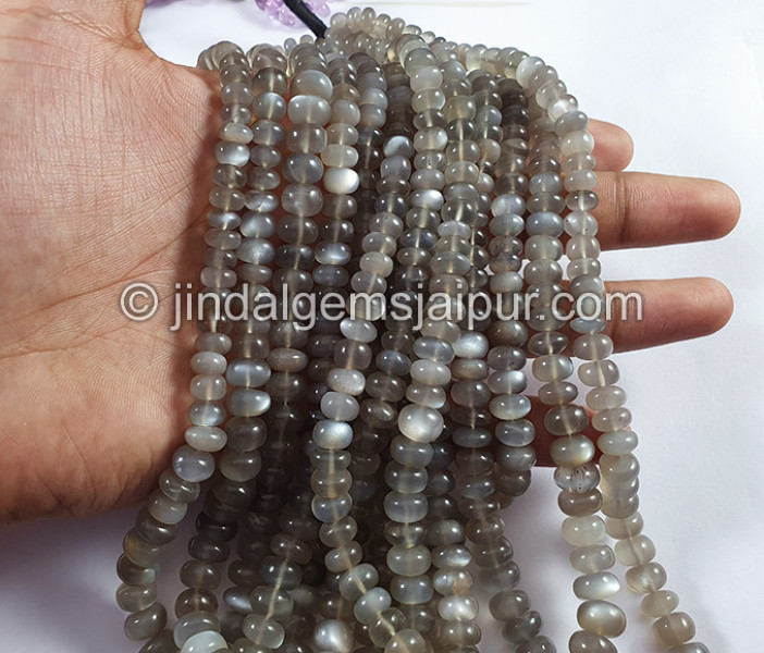 Grey Moonstone Smooth Roundelle Shape Beads