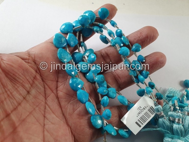 Turquoise Arizona Faceted Heart Shape Beads