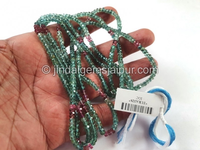 Blue Tourmaline Multi Faceted Roundelle Beads