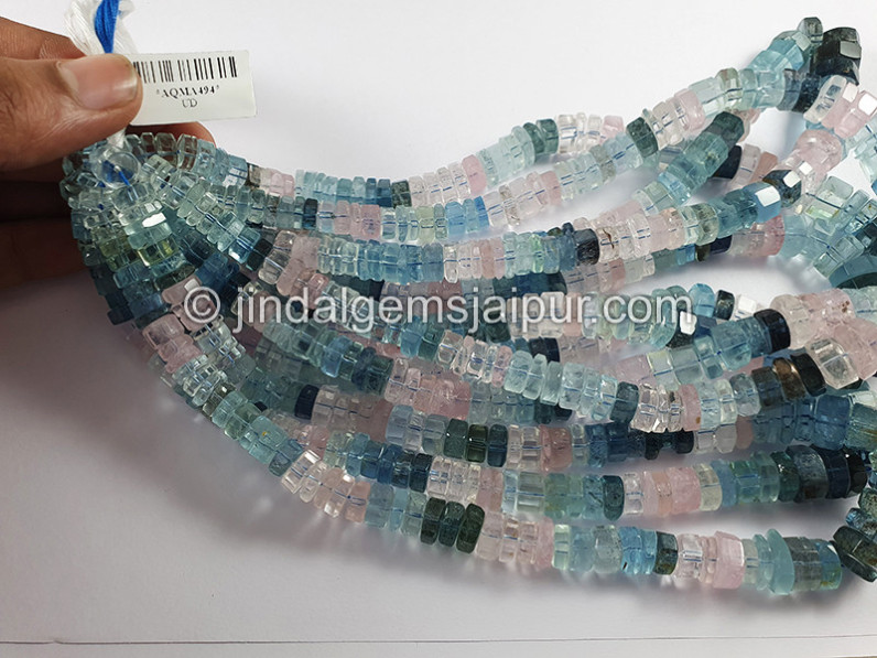 Multi Aquamarine Step Cut Bolt Shape Big Beads