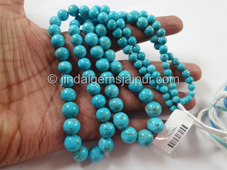 Golden Spiderweb Turquoise Smooth Round Ball Beads