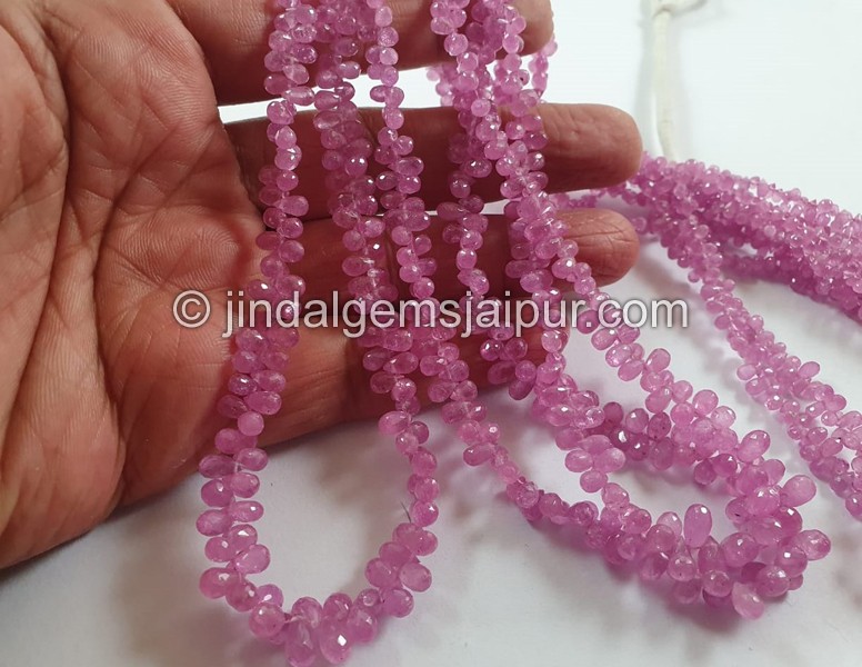 Pink Sapphire Faceted Drop Beads