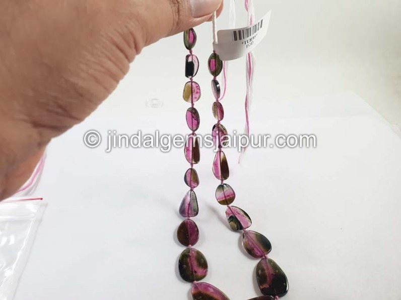 Watermelon Tourmaline Smooth Slices Beads