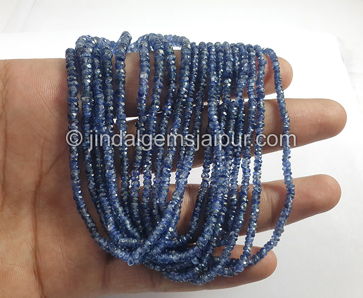 Blue Sapphire Faceted Roundelle Shape Beads