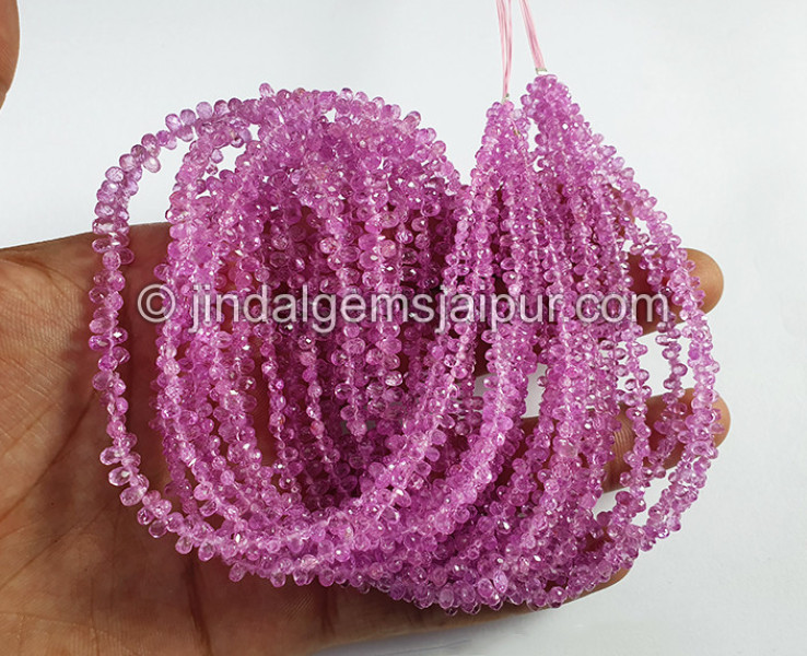 Pink Sapphire Faceted Drops Shape Beads
