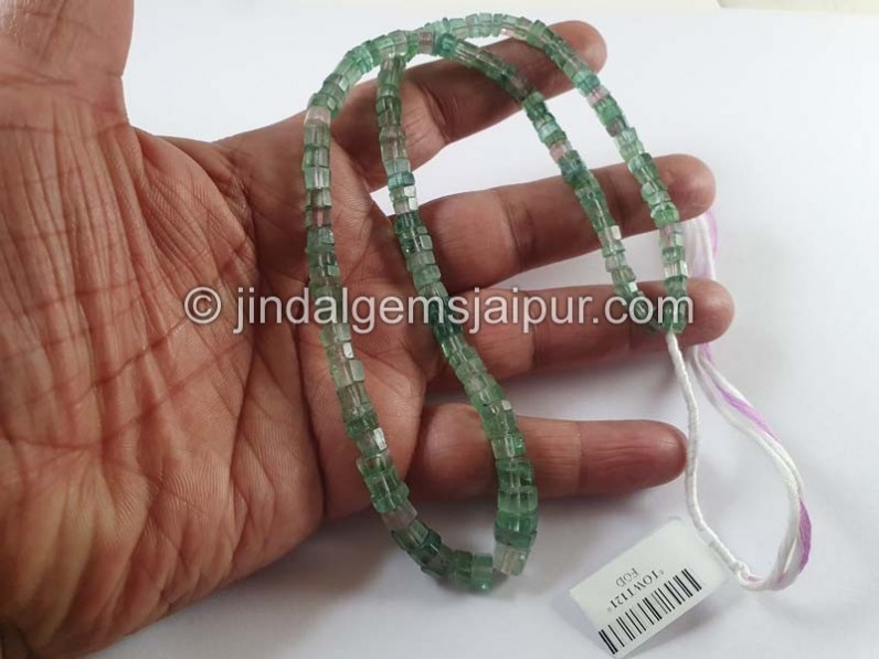 Bi Color Tourmaline Faceted Bolt Beads